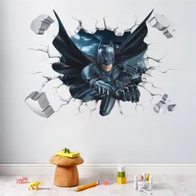 Прохладный Бэтмен нарушение стене Книги по искусству винил Наклейки на стену на стены росписи дети для маленьких мальчиков Спальня детская Домашний Декор