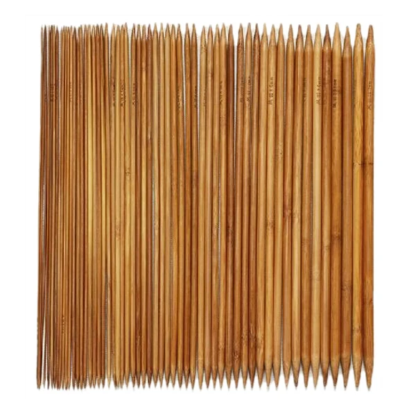 

UESH- 5 Sets of 11 Sizes 5'' 13cm Double Pointed Carbonized Bamboo Knitting Kits Needles Set 2.0mm - 5.0mm