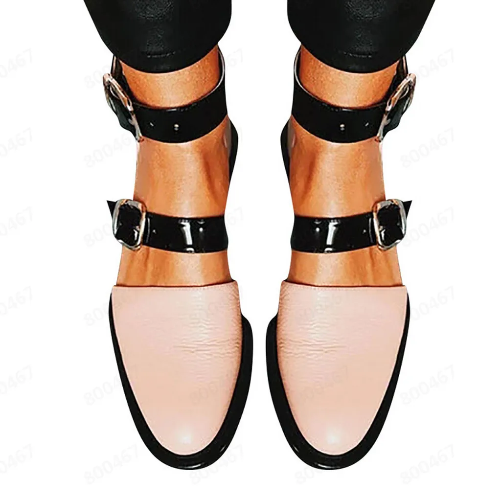 

Women's Pumps Low-Heeled Ankle Buckle Strap Casual Single Shoes Roman Sandals Sandalias Mujer Summer Shoes Leather Sandals