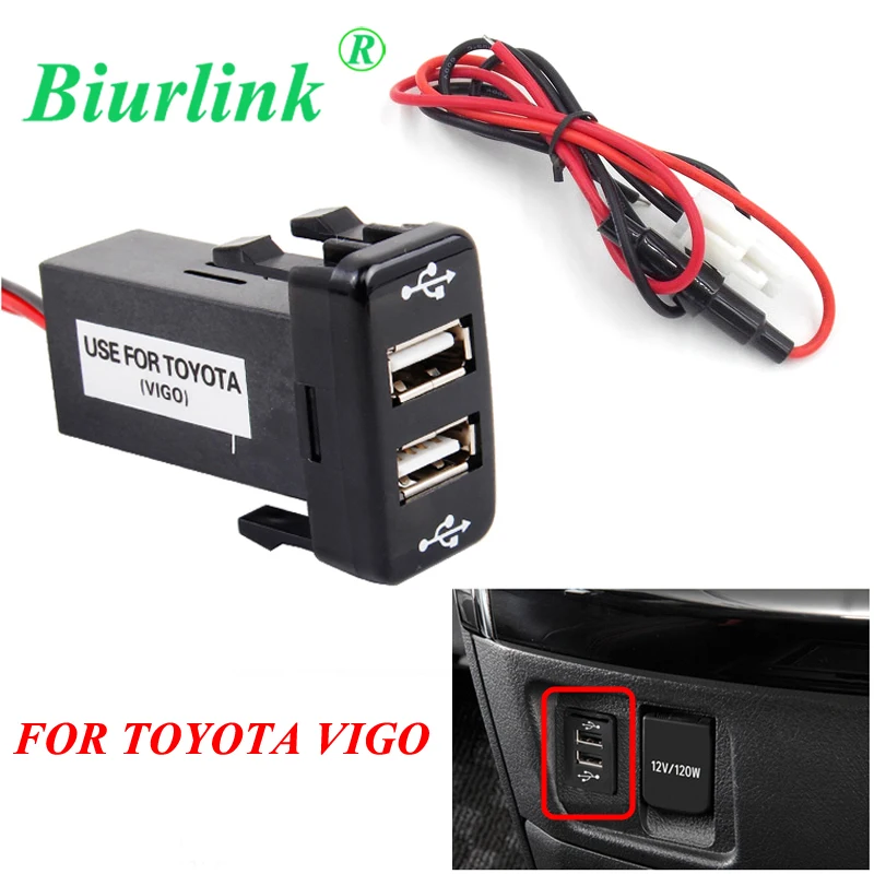 

Biurlink Dual USB Socket Car Charger Adapter For Toyota VIGO Car Acessories