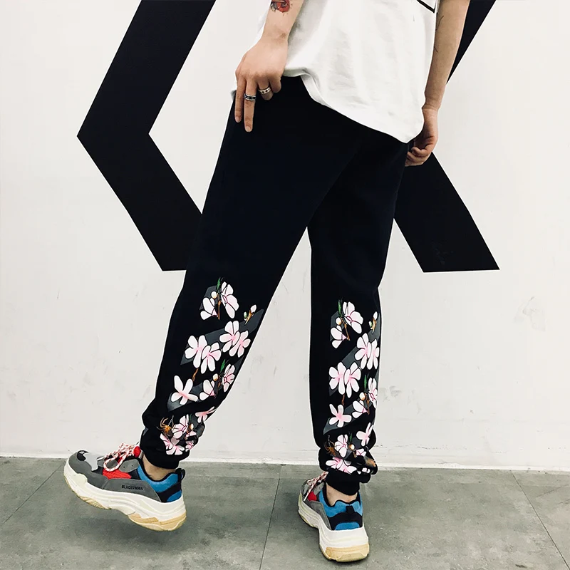 Fashion Casual Men's Pants Pants Spring And Autumn New M-5XL Hip Hop Printing Loose Trousers Black Personality Youth Popular