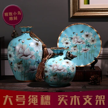 

style ceramic vase three piece ornaments Home Furnishing wedding gift flower is the living room luxury decoration