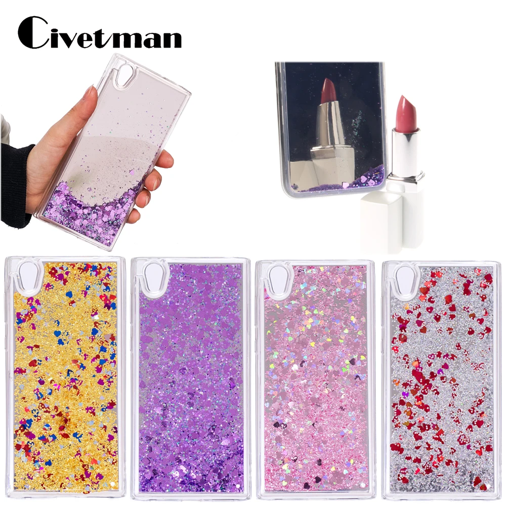 

Cover Case For Sony Xperia L1 L 1 5.5" Love Heart Glitter Mirror Dynamic Liquid Quicksand Protection Back Shell Mobile Phone Bag