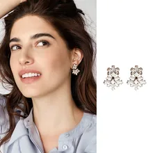 Jujia Новинка года дизайн прозрачного хрусталя серьги Модные женские заявление серьги Нарядная, для девочек серьги-стержни