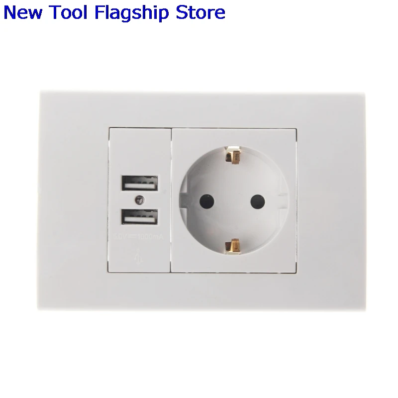 

Wall Power Socket Plug 16A EU Standard Electrical Outlet 1000mA Dual USB Charger Port for switch
