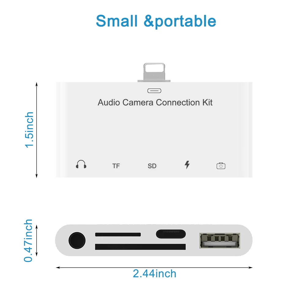 Высокоскоростной адаптер для Lightning/camera Reader Адаптер для TF/SD карты 3,5 мм AUX наушников аудио для iPhone 5 6 7 8Plus X/XR/XS