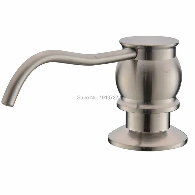 Classic Brass Brushed Nickel Countertop Kitchen Sink Soap Dispenser Bottle Built Wall Mount Hand