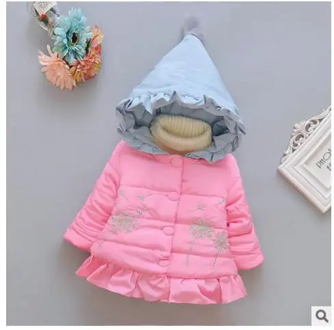 Зимняя куртка с капюшоном для новорожденных девочек Модное теплое пуховое пальто верхняя одежда для малышей высокое качество