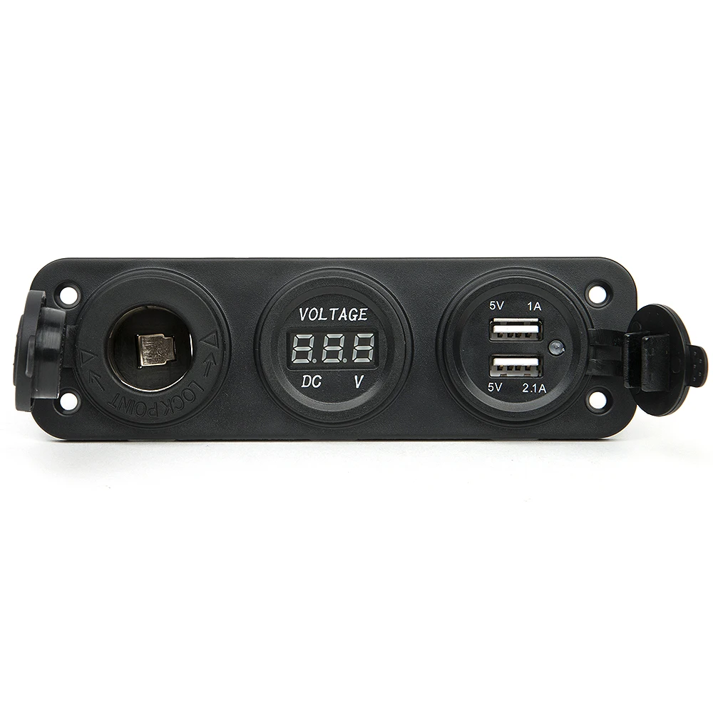 50 шт. автомобильное зарядное устройство мотоцикл штекер двойной USB адаптер+ 12 В/24 В прикуриватель синий светодиодный+ Цифровой вольтметр