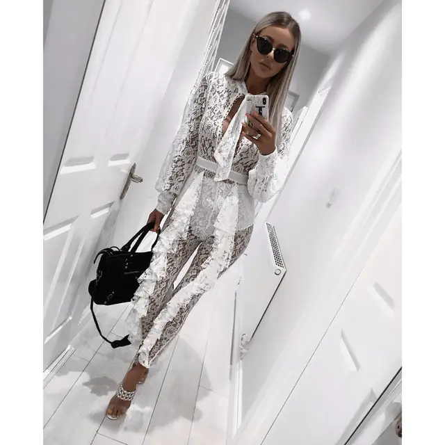 white lace romper long sleeve