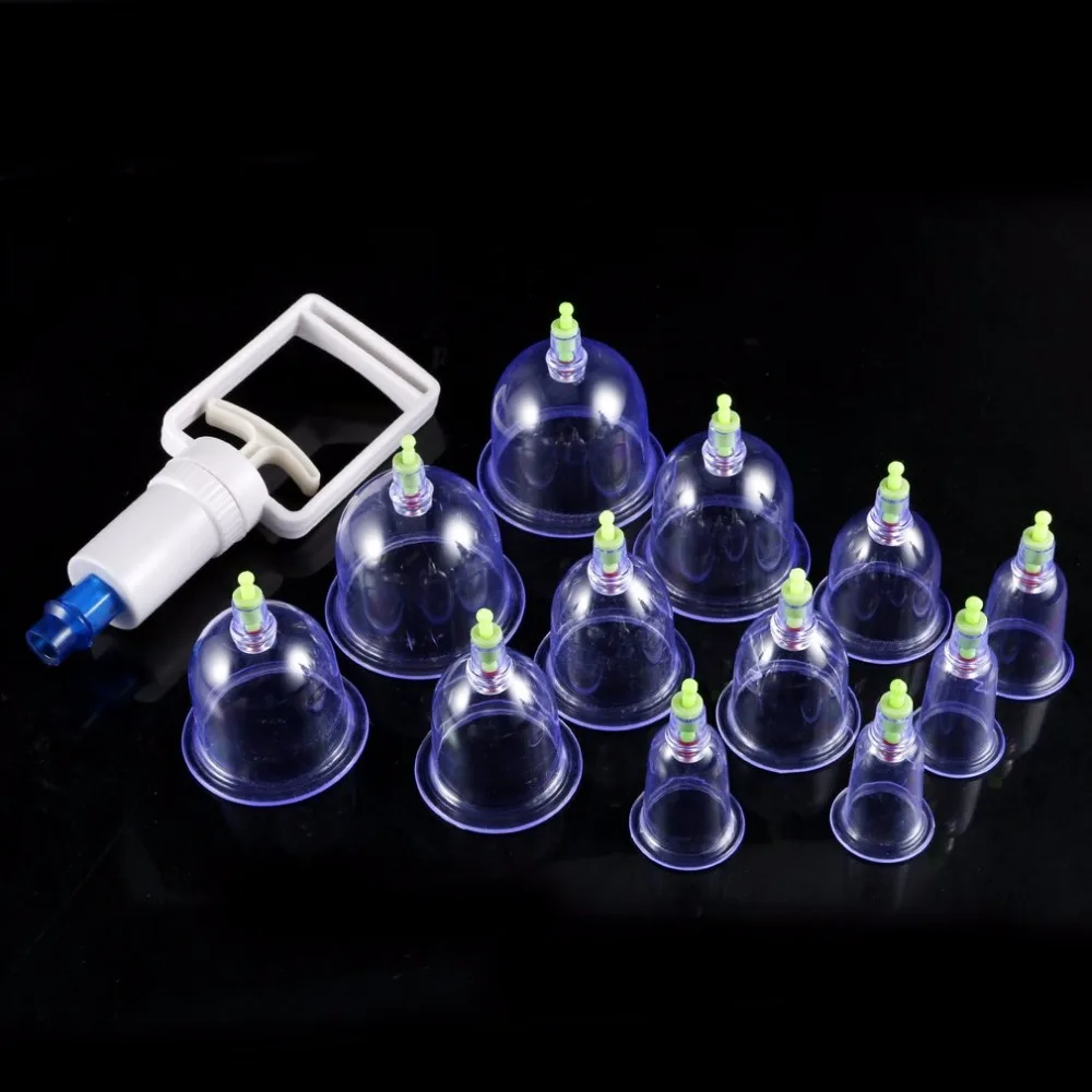 Professional Suction Cup Therapy 12 Cups Medical Vacuum Cupping Set Physical Therapy Device Body Massager Set vacuum cupping set