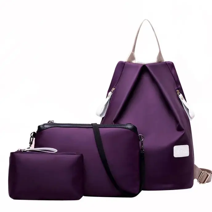 

3PC Fashion Women Bag Backpack Casual Shoulder Bag Soft Handle Women Messenger Solid Backpack Ladies Purse 2017 New Design Bag