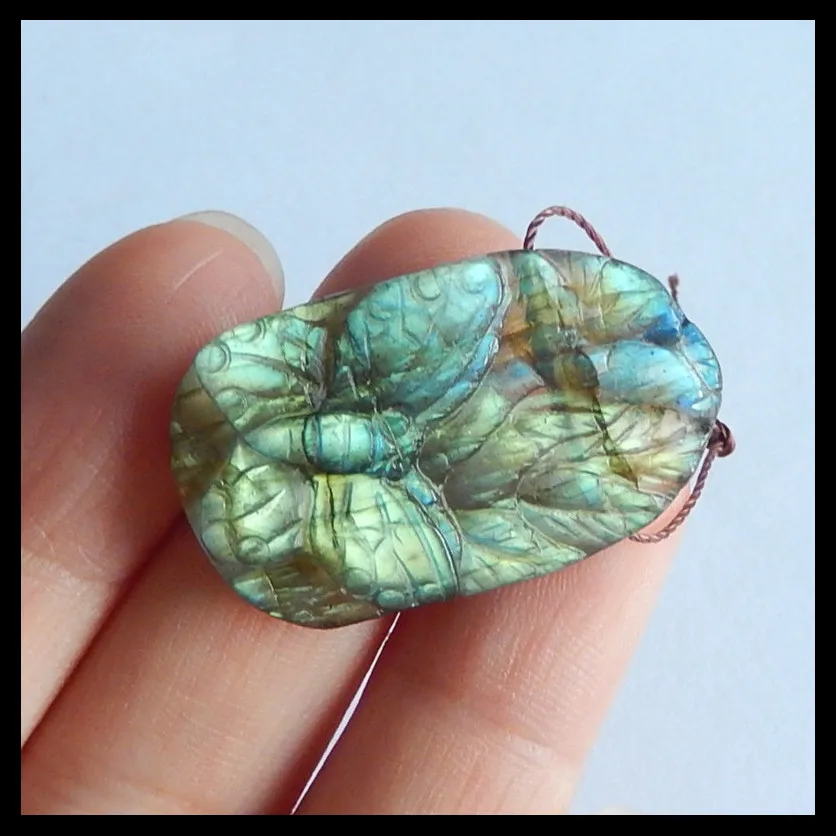 

SALE,Carved Labradorite butterfly with flower Necklace pendant,33x20x6mm,6.2g