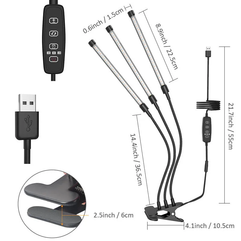 

20W/30W Plant Grow Light with Auto Turn On Function 3/6/12H Timer 10 Levels Brightness Light LKS99