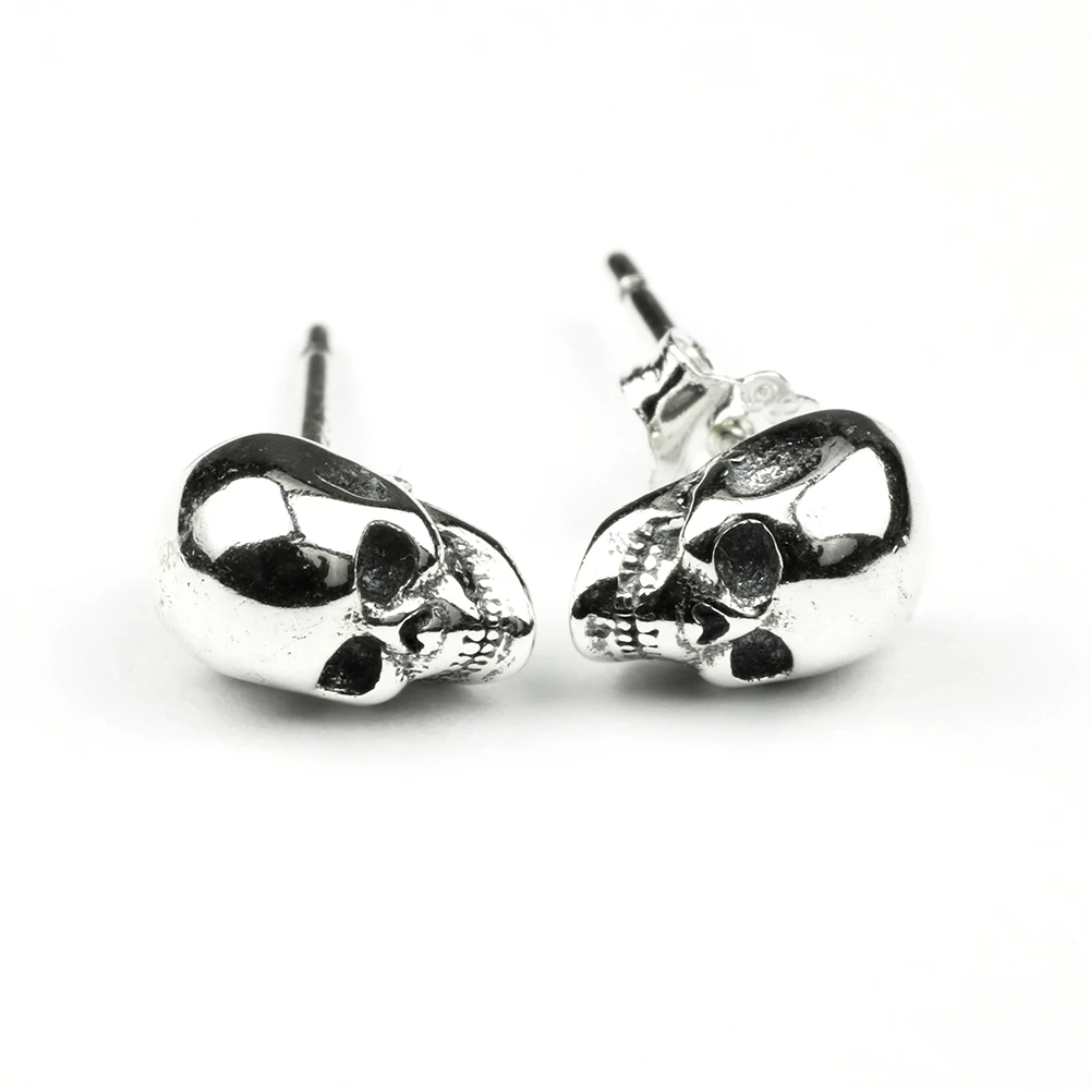925 Sterling Silver Skull Earrings Studs Set Small Rock Punk Gothic