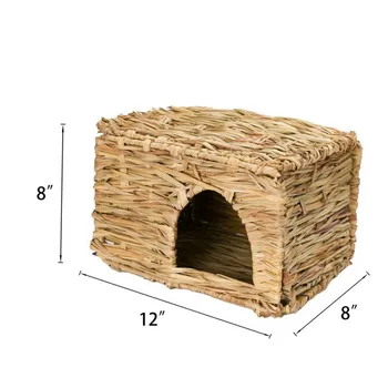 

Small pet folding grass house rabbit Chinchilla hamster Hedgehog guinea pig handmade straw grass nest