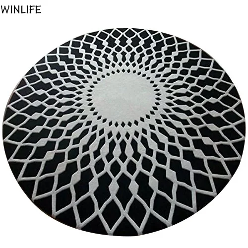 Black And White Carpet Tiles Winlife Round Carpet Modern Black White Handmade Rug Room Floor Mat For Bedroom