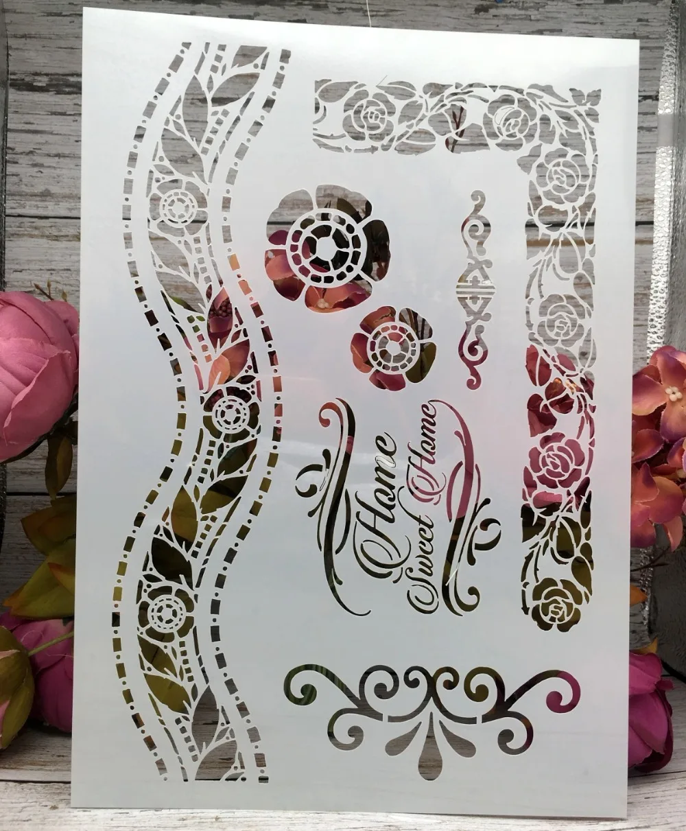 

A4 Sweet Home DIY Layering Stencils Wall Painting Scrapbook Coloring Embossing Album Decorative Paper Card Template