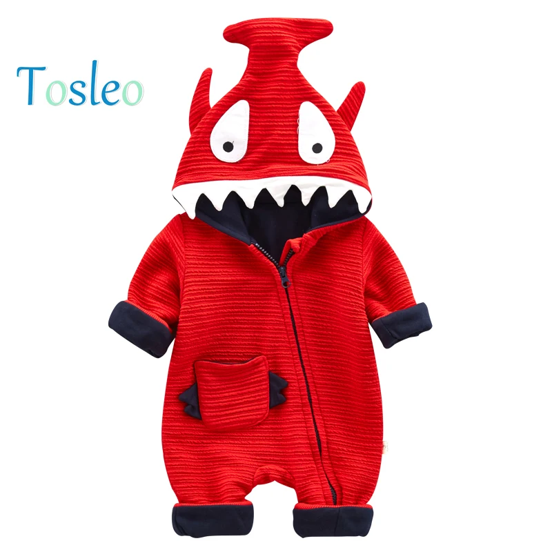 

2018 Tosleo Dinasour Baby Boy Rompers Bay Animal Costume Top Quality Spring Toddler Clothes Pink Red