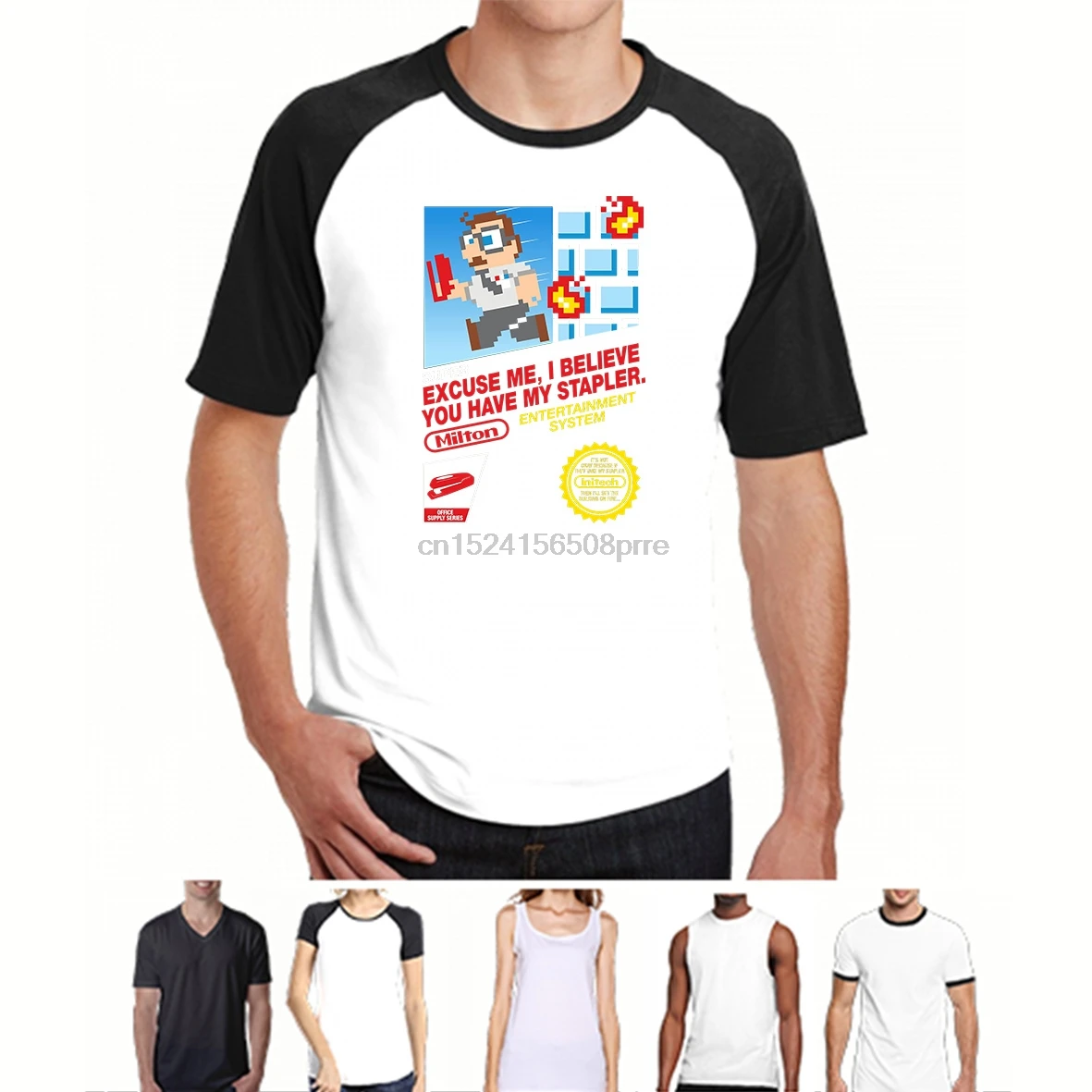 Verano de moda de de espacio oficina, camisa de Milton y grapadora Super Milton divertido impresión T camisas de hombres de manga corta Camisetas|Camisetas| - AliExpress