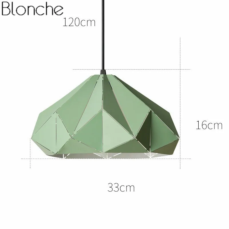 Современные алмазные подвесные светильники, подвесные светильники в скандинавском стиле для столовой, Подвесная лампа для кухонное украшение для дома, светодиодная красочная лампа с абажуром - Цвет корпуса: Зеленый