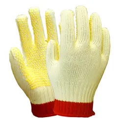 Перчатки из арамидного волокна в розницу с ПВХ точками, устойчивые к порезам рабочие перчатки HPPE