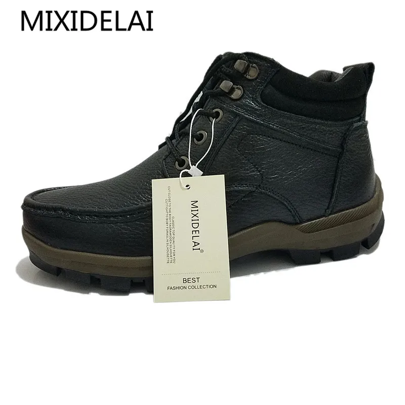 MIXIDELAI Winter Brand Big Size Men Shoes Men's Boots Genuine Leather Warm Snow Boots Casual Men Motorcycle Boots Botas Hombre MIXIDELAI Winter Brand Big Size Men Shoes Men's Boots Genuine Leather Warm Snow Boots Casual Men Motorcycle Boots Botas Hombre