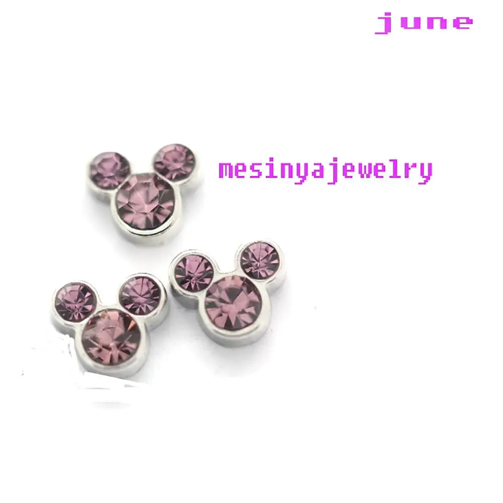 

10pcs Mouse Hat June Birthstone Custom Floating Charms For Glass Locket