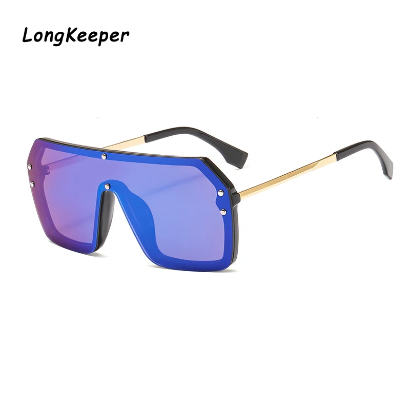 Women Sunglasses One-piece Square Sunglasses Men Oversized Printing Letters Lens Sun Glasses Metal Steampunk Hip Hop Gafas de