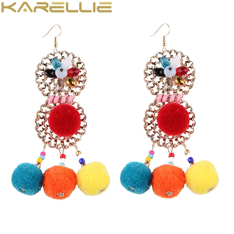 Karellie мяч Подвески длинные Серьги для Для женщин дамы Богемия Длинные висячие