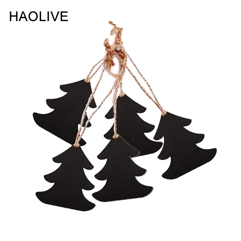 HAOLIVE 10Pcs Wooden Creative Christmas Tree Twine Pendant Double-sided Small Blackboard Home Decoration Tag DIY Accessories | Дом и сад