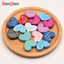 Деревянные бусины ручной работы I Love BABY/DADDY/mummy 10 шт./лот бусины-разделители в форме сердца для самостоятельного изготовления ювелирных изделий зажим для соски 23*29 мм