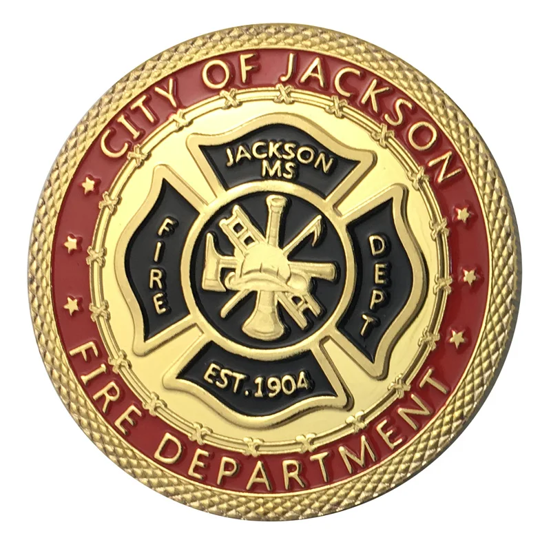 Вся золота покрытие город Джексон пожарный отдел наградная монета/медаль 1349
