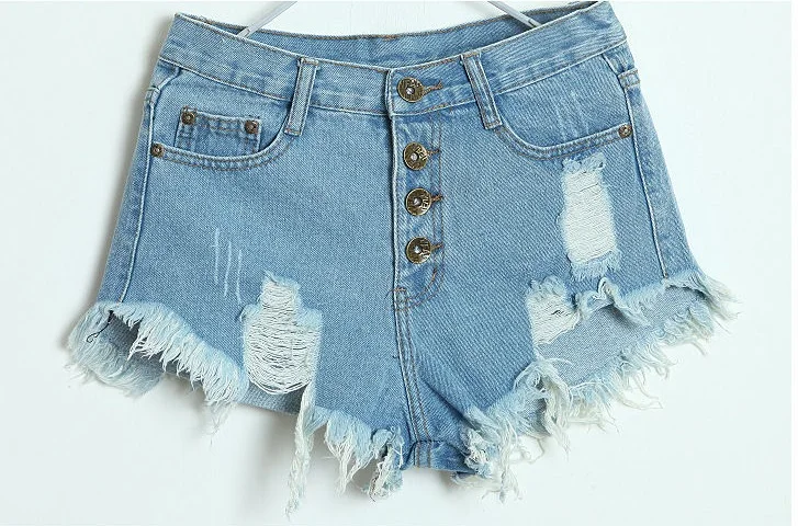 Весенние летние модные сексуальные джинсовые шорты, женские джинсовые шорты, тонкие летние 9063 - Цвет: light blue