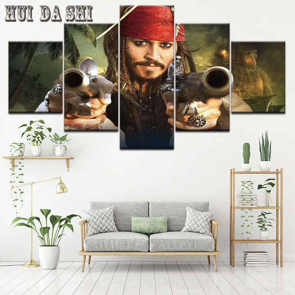 5piece Wall Art Pirates Of The Caribbean Movie Poster Hd Painting 5piece Wall Art Pirates Of The