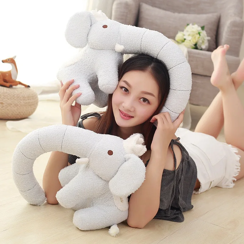 30 CM Carino Naso Lungo Elefante Peluche Ripiene Giocattoli, elefante Pausa Pranzo in Ufficio peluche U-Cuscino, Collo Cuscino da viaggio