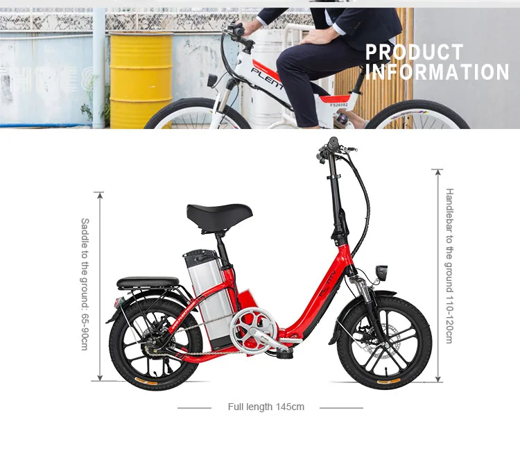 Flash Deal 16inch electric bicycle 48V15AH 350w motor Urban smart electric bicycle Double power female and small fold ebike  speed 25-40km 8