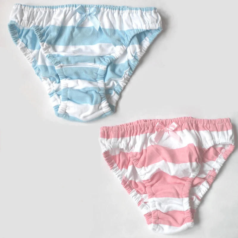 

MIKU "Blue white" / "Pink white" striped briefs Comfortable Stretch Cosplay soft cotton Cute bow underwear