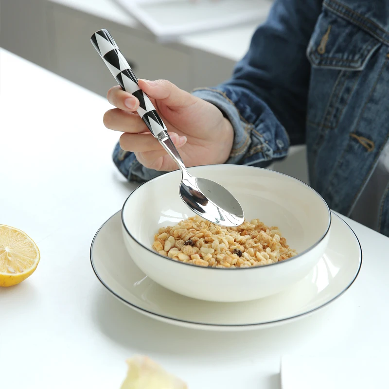 europen geometric triangle tableware set ceramic cutlery dinnerware europen geometric triangle tableware set ceramic cutlery dinnerware knife fork set silver luxury cutleries western food set 4pcs in dinnerware sets from