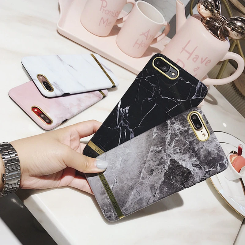 Aoweziic Net red marble brand 6S mobile phone shell X XS MAX XR For iPhone 6plus soft shell 7plus case simple lovers 8Plus