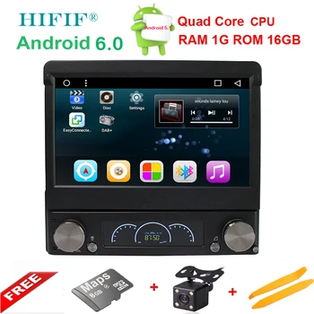 

Android 6.0 Universal 1 Din Car video Player GPS Navigation In-dash Detachable Front Panel 1 din Car Radio Stereo with bluetooth