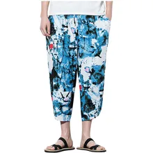 Новое поступление, летние мужские повседневные шаровары, штаны для пробежек, брюки для фитнеса, льняные свободные штаны, спортивные штаны, MUQGEW