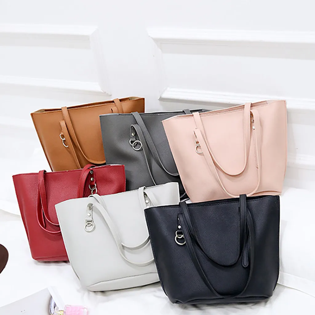 4Pcs Folding Women Big Size Handbag Tote Ladies Casual Pattern Leather Shoulder Bag+Crossbody Bag+Handbag+Wallet#3