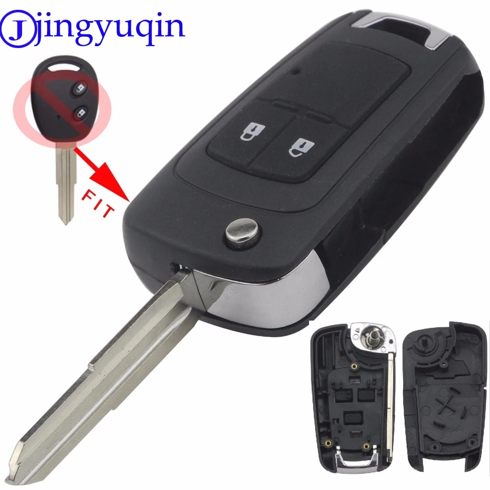

jingyuqin 2 Buttons Modified Flid Folding Car Blank Key Shell Remote Case Fob Cover Styling For Chevrolet Aveo