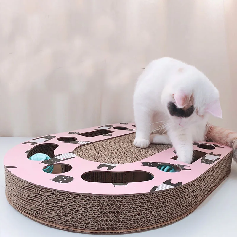 

Deluxe Cat Toys Cat Scratch Board Pad Scratching Kitten Corrugated Paper Pad Cats Nail Scraper Mat Mattress Gift Organic Catnip
