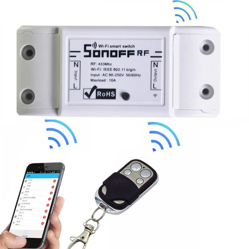 

New Sonoff RF Smart Remote Control 433mhz dc220v/10A Wifi Switch Module for Light Smart Home Sensor Intelligent Power Socket