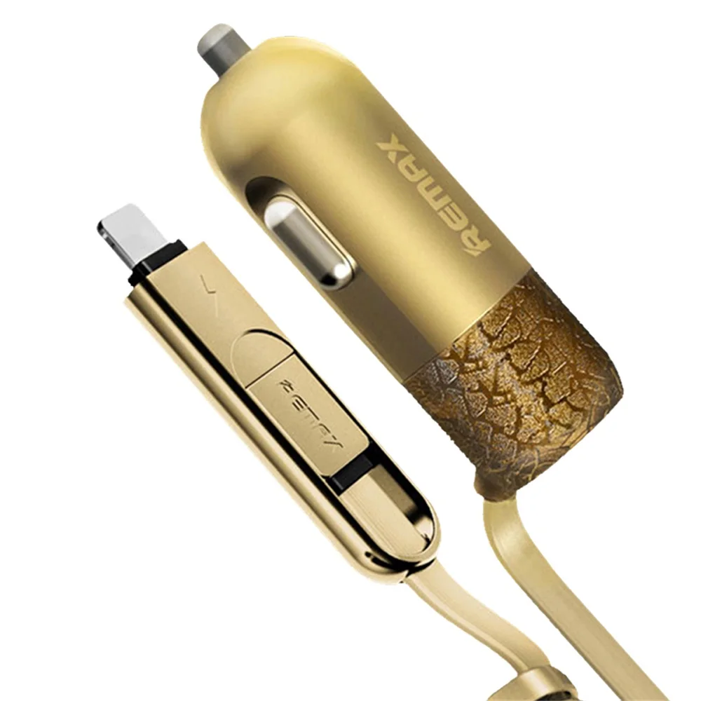 ريماكس سيارة مهايئ شاحن 3.4A مع 2 في 1 كابل يو اس بي ل فون 5 s 6 زائد 7 8 المصغّر usb لسامسونج هواوي xiaomi LG سيارة-شاحن