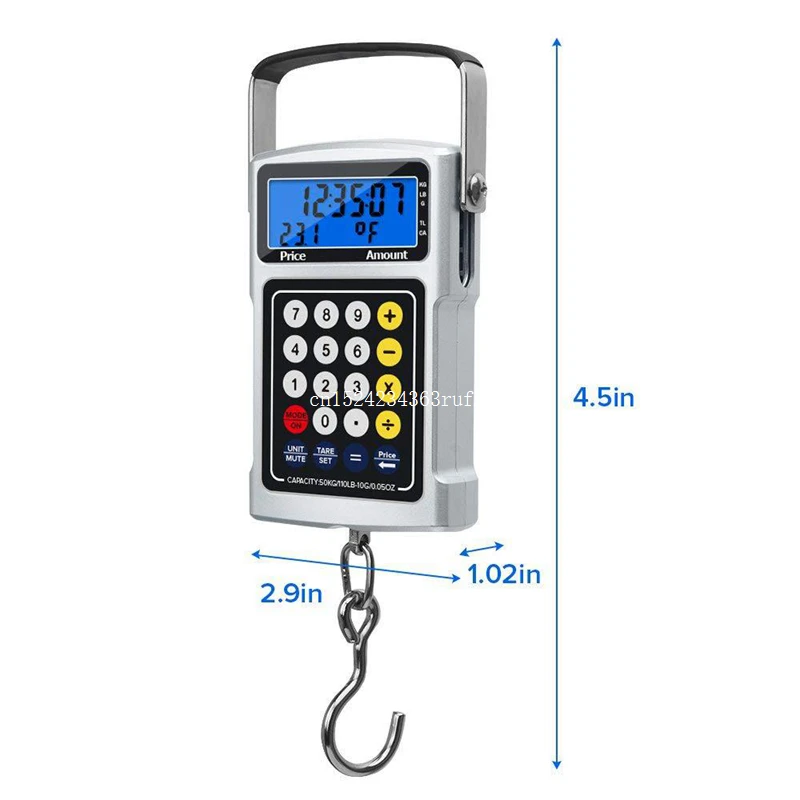 

10pcs Digital Scales 7 in 1 Fish Electric Scale Weighing 50kg with a Calculator Tape Measure Backlight