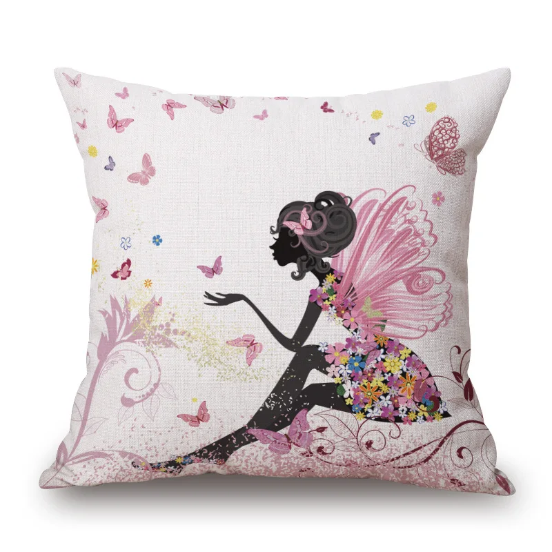 Beautiful Faery Linen Cotton Throw Pillow Case Cushion Cover Home Beautiful Faery Linen Cotton Throw