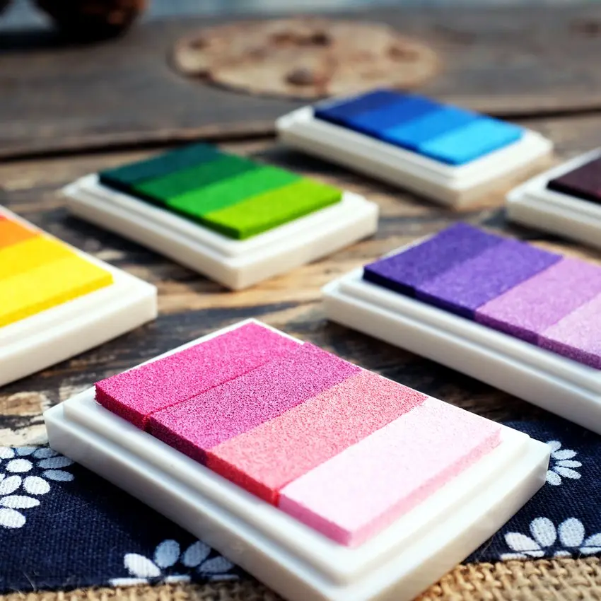 

6pcs Inkpad Diary Scrapbooking Diy Stamp Ink Wedding Sign Korea Stationery embossing 4-color Gradient Inkpad